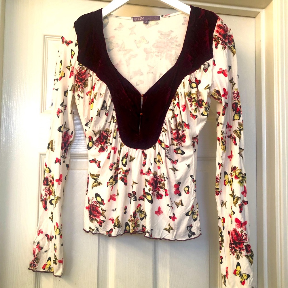 Crushed velvet butterfly top